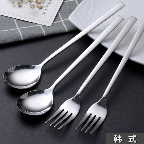 Korean-Style Long Handle Cutlery Set