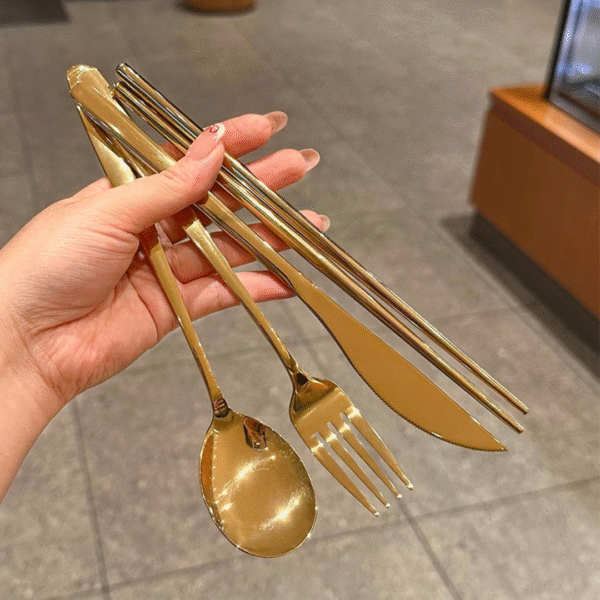 Gold-Plated Cutlery Set (4-Piece)