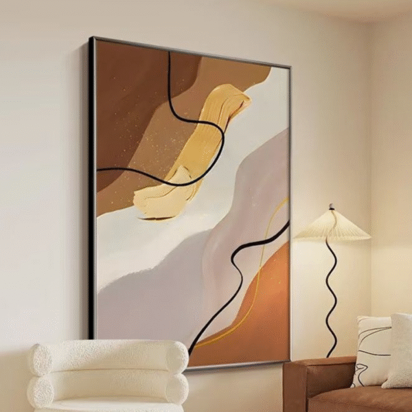 Terra Abstract Canvas with Gold-Leaf Accent