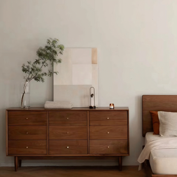 The Aiden Mid-Century Modern 9-Drawer Dresser (Walnut)