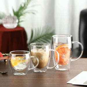 23 3 Sized Double-Walled Glass Mugs with Handles