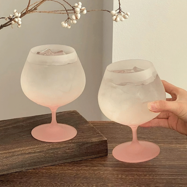Frosted Pink Stemmed Cocktail Glass