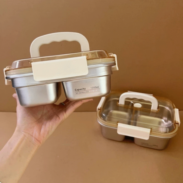 1200ml Stainless Steel Lunch Box with Carry Handle