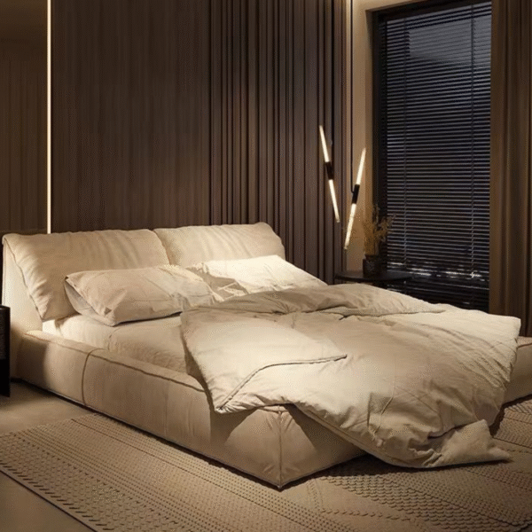 The Haven Minimalist Low-Profile Upholstered Bed (King)