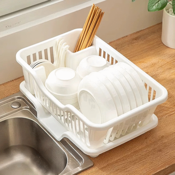 White Plastic Dish Drainer Basket