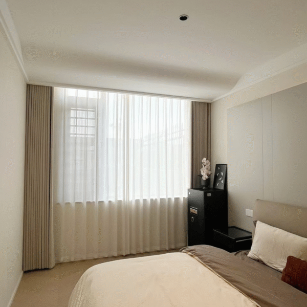 Beige Double-Layer Blackout & Sheer Curtain Set